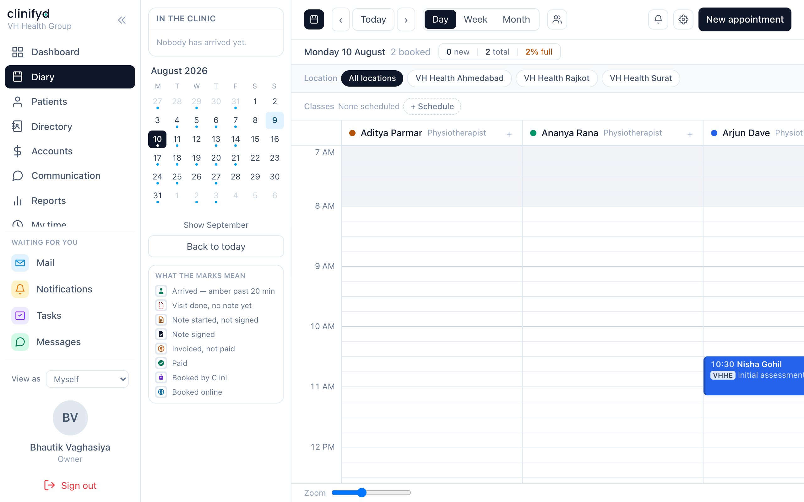 Most workflows start here, on the diary.